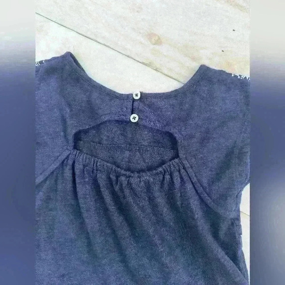 Old Navy Toddler Girls Blue Tribal Print Keyhole Back Short Sleeve Top Size 2T - Picture 5 of 5